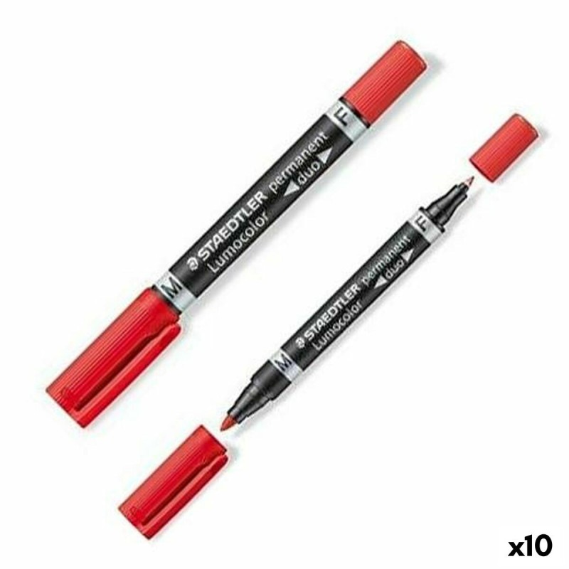 Rotulador permanente Staedtler Lumocolor 348 Doble Rojo (10 Unidades)