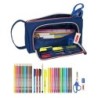 Estuche Escolar con Accesorios Kelme Navy blue Naranja Azul marino 20 x 11 x 8.5 cm (32 Piezas)