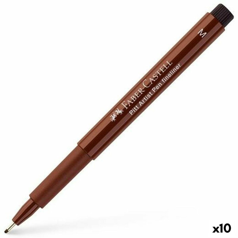Rotulador permanente Faber-Castell Pitt Artist Marrón (10 Unidades)
