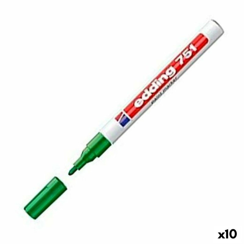 Rotulador permanente Edding 751 Verde (10 Unidades)