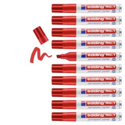 Rotulador permanente Edding N1 Rojo (10 Unidades)