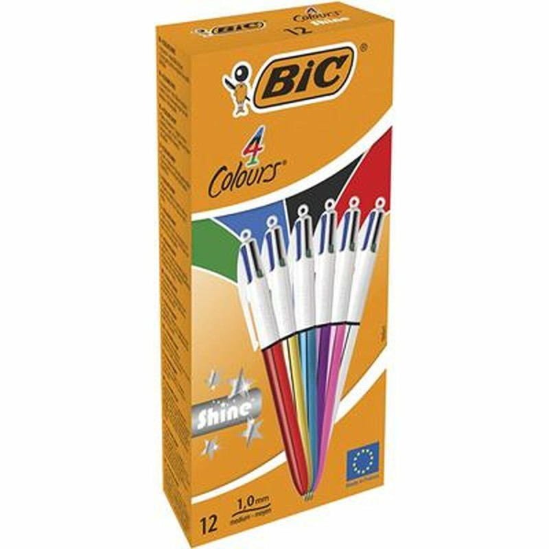 Set de Bolígrafos Bic Shine Silver Blanco Multicolor (12 Piezas) Set de Bolígrafos Bic Shine Silver Blanco Multicolor (12 Piezas)