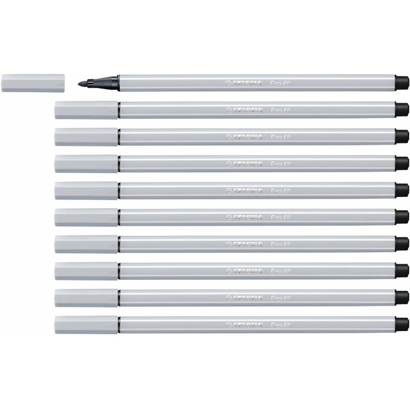 Rotuladores Stabilo Pen 68 Gris claro (10 Piezas)