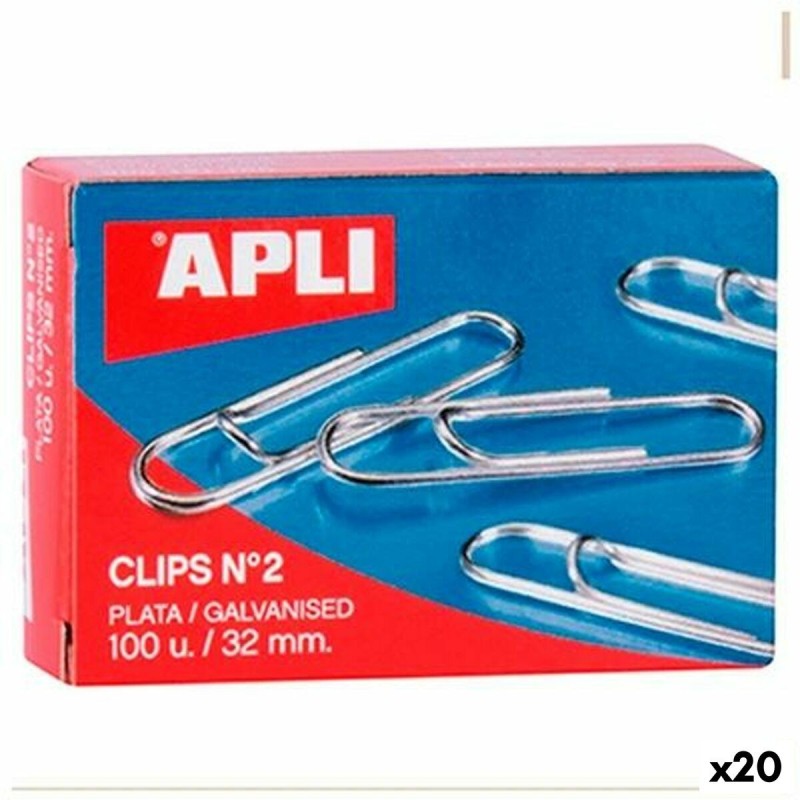 Clips Apli N 2 Plateado Plata 32 mm (10 Piezas) (20 Unidades)