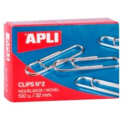 Clips Apli N 2 Plateado Níquel 32 mm (10 Unidades)