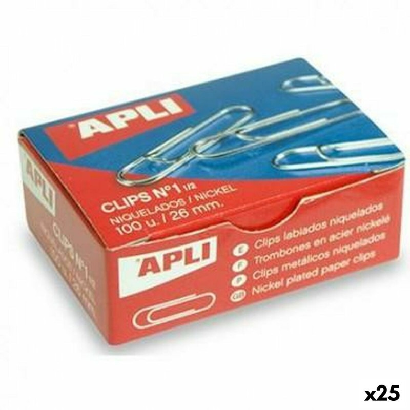 Clips Apli N 1½ Plateado Plata 26 mm (10 Piezas) (25 Unidades)