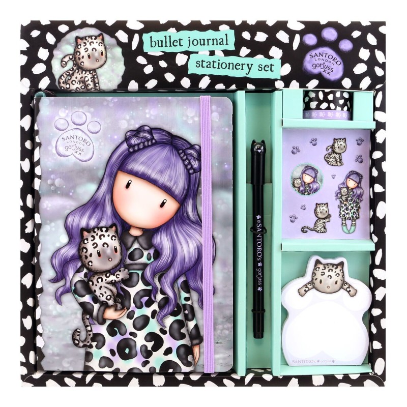 Set de Papelería Gorjuss Smitten kitten Morado Negro Blanco Set de Papelería Gorjuss Smitten kitten Morado Negro Blanco