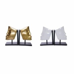 Sujetalibros DKD Home Decor Blanco Dorado Resina Moderno Cara 30,5 x 10 x 22 cm (2 Unidades)