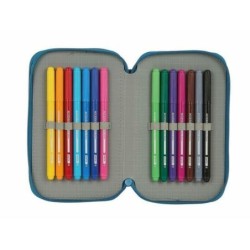 Plumier Doble BlackFit8 M854 Azul 12.5 x 19.5 x 4 cm (28 piezas)
