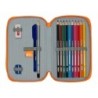 Plumier Doble Valencia Basket M854 Azul Naranja 12.5 x 19.5 x 4 cm (28 piezas)