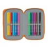Plumier Doble Valencia Basket M854 Azul Naranja 12.5 x 19.5 x 4 cm (28 piezas)