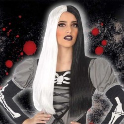 Peluca para Halloween Negro Blanco