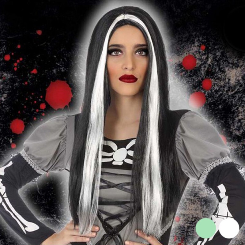 Peluca para Halloween 118189 (60 cm) Blanco Negro Verde