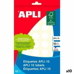 Etiquetas adhesivas Apli Blanco Círculo Redondo 10 Hojas (10 Unidades)