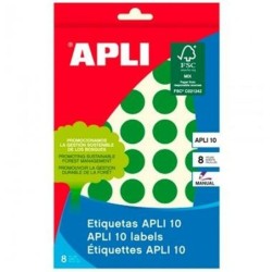 Etiquetas adhesivas Apli Verde Círculo 8 Hojas (10 Unidades)