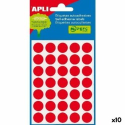 Etiquetas adhesivas Apli Rojo Círculo Redondo 5 Hojas (10 Unidades)