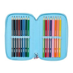 Plumier Triple Lilo & Stitch Happy Azul cielo 12,5 x 19,5 x 5,5 cm 37 Piezas