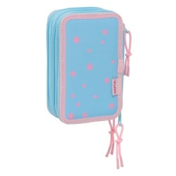 Plumier Triple Lilo & Stitch Happy Azul cielo 12,5 x 19,5 x 5,5 cm 37 Piezas
