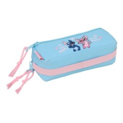 Portatodo Triple Lilo & Stitch Happy Azul cielo 22 x 8,5 x 6 cm