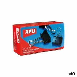 Pinzas Apli Negro Plateado 25 mm (10 Unidades)