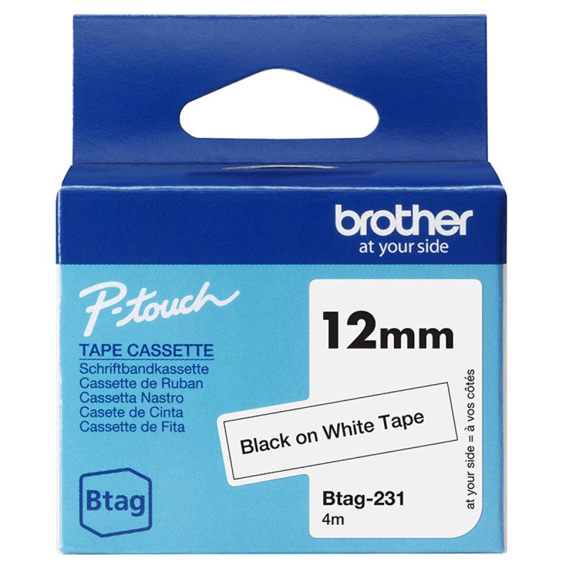 Cinta Adhesiva Brother BTAG-231 Negro/Blanco