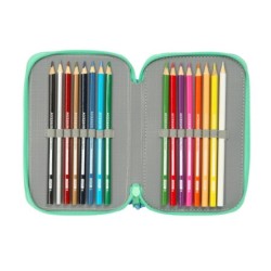 Portatodo Triple Bluey Sisters Verde Agua 12,5 x 19,5 x 5,5 cm 37 Piezas