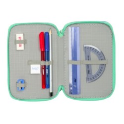 Portatodo Triple Bluey Sisters Verde Agua 12,5 x 19,5 x 5,5 cm 37 Piezas
