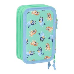 Portatodo Triple Bluey Sisters Verde Agua 12,5 x 19,5 x 5,5 cm 37 Piezas