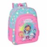 Mochila Escolar Gabby's Dollhouse Confetti Rosa Turquesa 26 x 34 x 11 cm