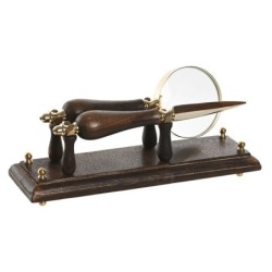 Lupa Home ESPRIT Latón Madera de mango 25 x 7 x 11 cm