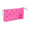 Portatodo Triple Barbie Corazones Rosa 22 x 12 x 3 cm