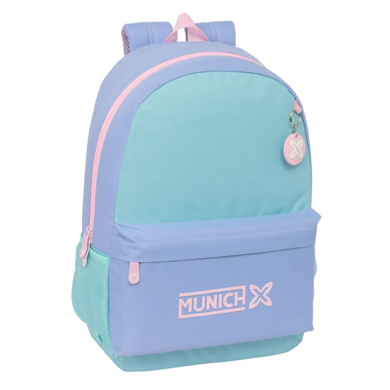 Mochila Escolar Munich Mellow Azul Rosa Celeste 30 x 46 x 14 cm