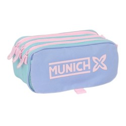Portatodo Triple Munich Mellow Azul Rosa Azul cielo 21,5 x 10 x 8 cm