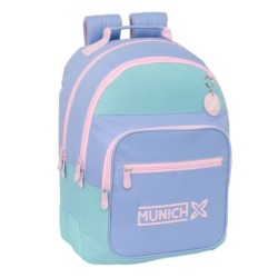 Mochila Escolar Munich Mellow Azul Rosa Celeste 32 x 42 x 15 cm