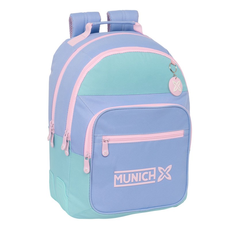 Mochila Escolar Munich Mellow Azul Rosa Celeste 32 x 42 x 15 cm