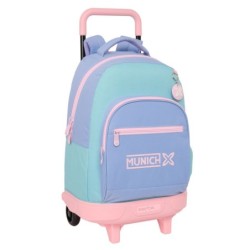 Mochila Escolar con Ruedas Munich Mellow Azul Rosa Azul cielo 33 x 45 x 22 cm