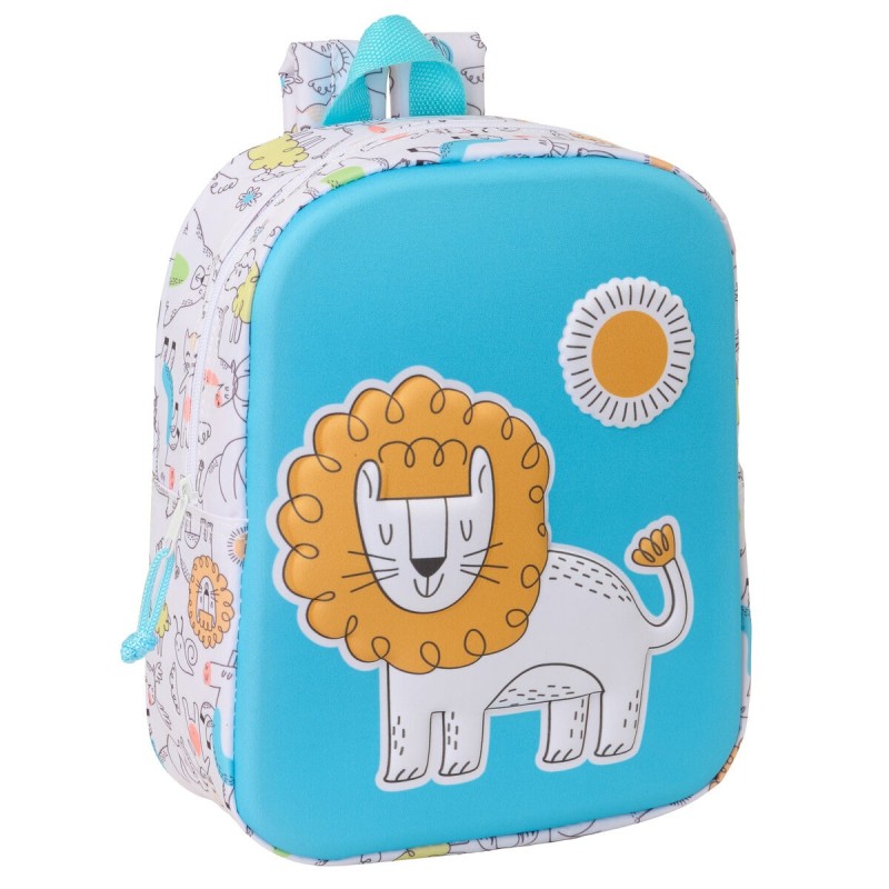 Mochila Infantil Safta Azul Blanco 22 x 27 x 10 cm 3D