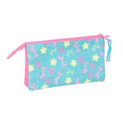 Portatodo Triple Gabby's Dollhouse Confetti Rosa Turquesa 22 x 12 x 3 cm