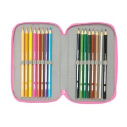 Plumier Triple Gabby's Dollhouse Confetti Rosa Turquesa 12,5 x 19,5 x 5,5 cm 37 Piezas