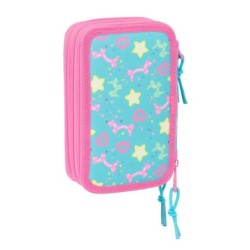Plumier Triple Gabby's Dollhouse Confetti Rosa Turquesa 12,5 x 19,5 x 5,5 cm 37 Piezas