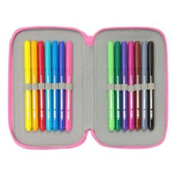 Plumier Triple Gabby's Dollhouse Confetti Rosa Turquesa 12,5 x 19,5 x 5,5 cm 37 Piezas