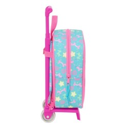 Mochila Escolar con Ruedas Gabby's Dollhouse Confetti Rosa Turquesa 22 x 27 x 10 cm