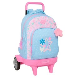 Mochila Escolar con Ruedas BlackFit8 Smile Azul Rosa 33 x 45 x 22 cm