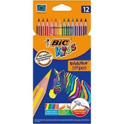 Lápices de colores Bic KIDS EVOLUTION STRIPES Multicolor 12 Piezas (12 Unidades)