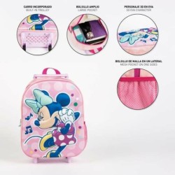 Mochila Escolar 3D con Ruedas Minnie Mouse Rosa 25,0 x 31,0 x 10,0 cm