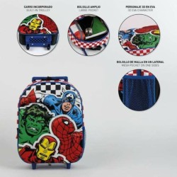 Mochila Escolar 3D con Ruedas The Avengers 25,0 x 31,0 x 10,0 cm