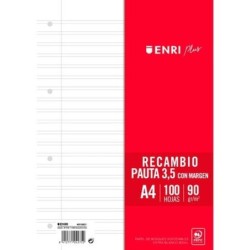 Hojas de repuesto ENRI Blanco A4 100 Hojas (24 Unidades)