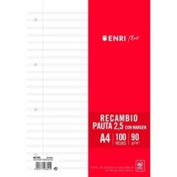 Hojas de repuesto ENRI Blanco A4 100 Hojas (24 Unidades)