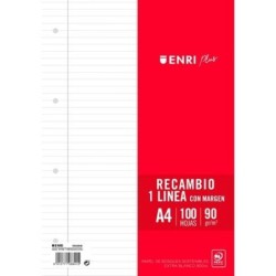 Hojas de repuesto ENRI Blanco A4 100 Hojas (24 Unidades)