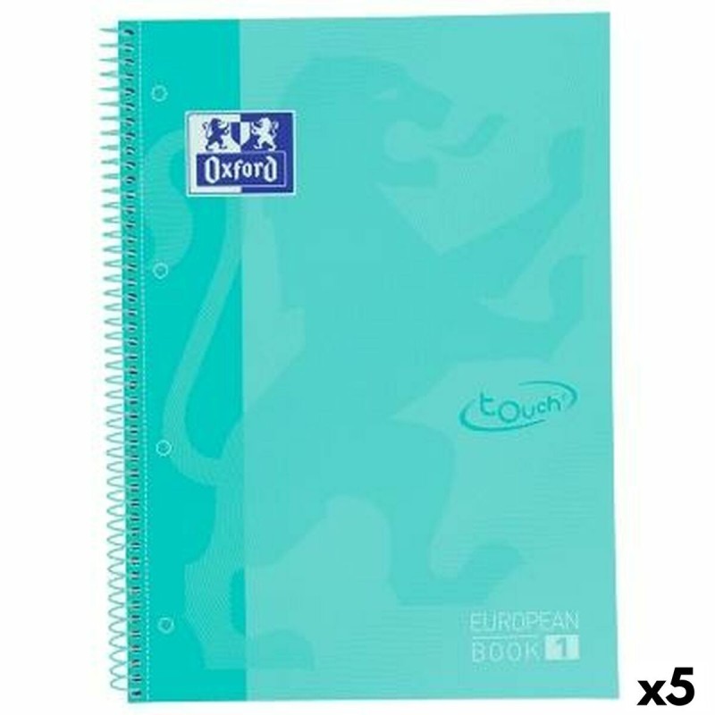 Libreta de Anillas Oxford TOUCH EUROPEANBOOK Menta A4 80 Hojas (5 Unidades)